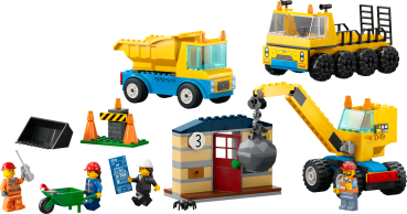 Preview: LEGO® City - 60391 - Baufahrzeuge und Kran mit Abrissbirne